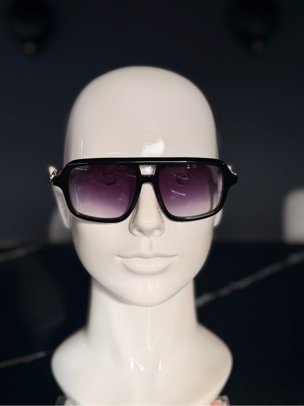 Men's Black Sunglasses with Purple Gradient Lenses - Unbranded